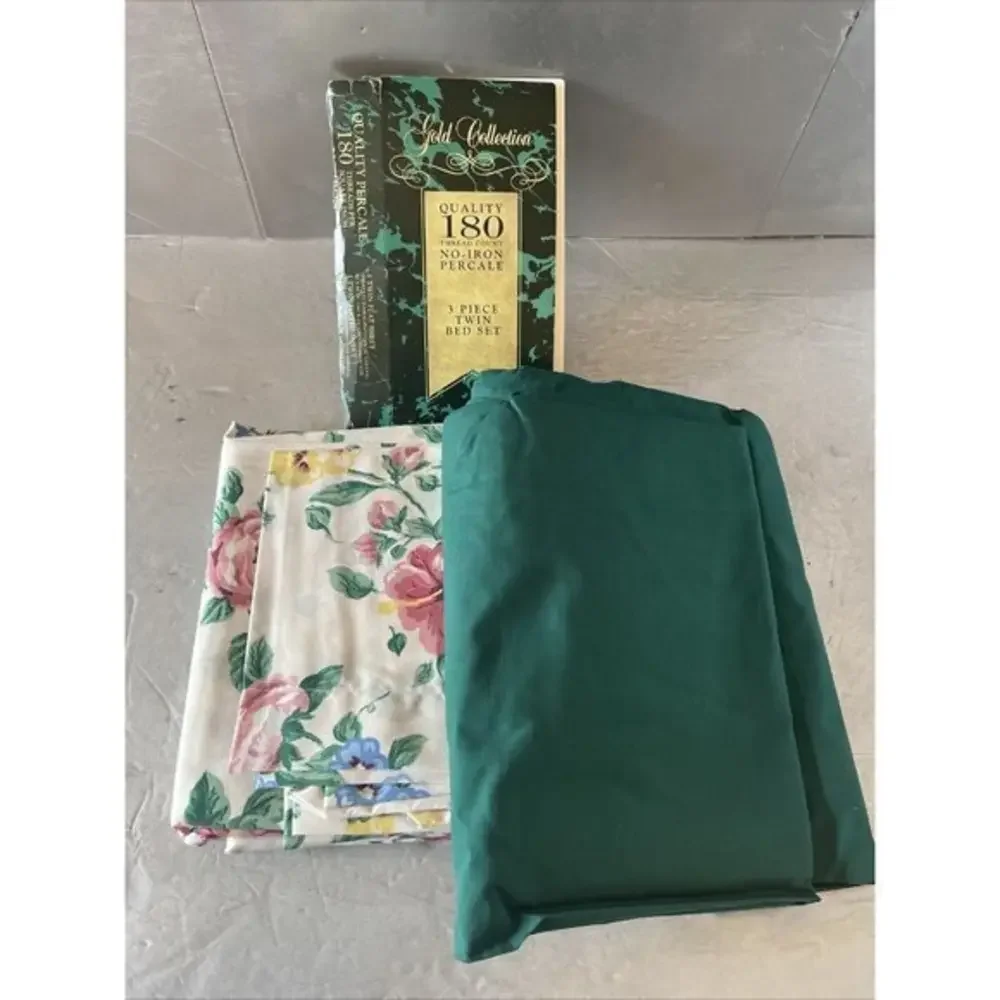 Vtg ROYALE Gold Collection 3 Pc‎ Floral Twin Bed Sheet Set 180 Ct Cottagecore